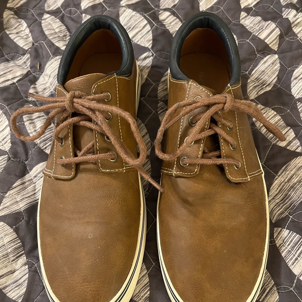 Men's Brown Faux Leather Sneakers